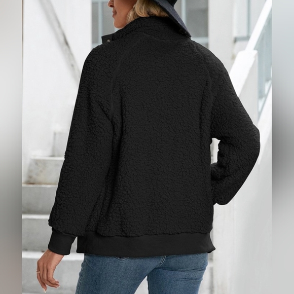 Plush Snap Button-up Jacket M - Picture 4 of 7